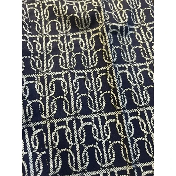 J. Crew Cafe Capri Nautical Rope Print Navy Blue/White Crop Ankle Pant Size 8 - Picture 2 of 6